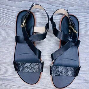 Cole Haan Womens Findra Black Buckle Strappy Sandals Shoes size 7 flats summer